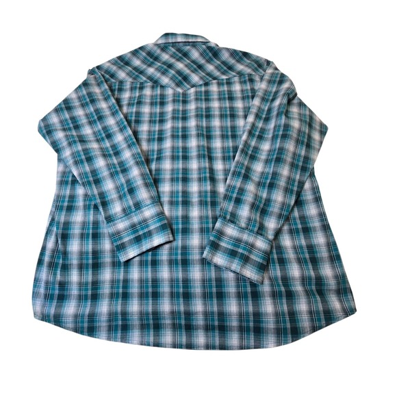 Wrangler Blue Plaid Western Pearl Snap Button‎ Up Shirt Men's Size XL Cowboy - Picture 4 of 9